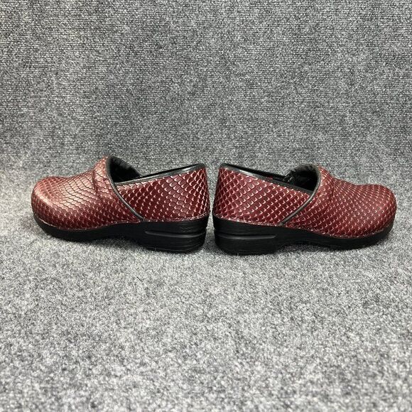 Sanita Clogs Women's SIze 9 Red Snakeskin Embossed Leather Slip On Shoe Loafers - Picture 6 of 12